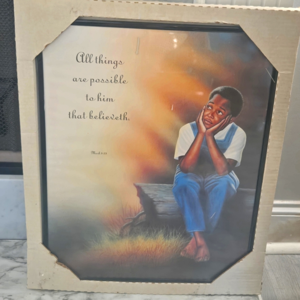 Inspirational Art Print with Boy in Blue Overalls